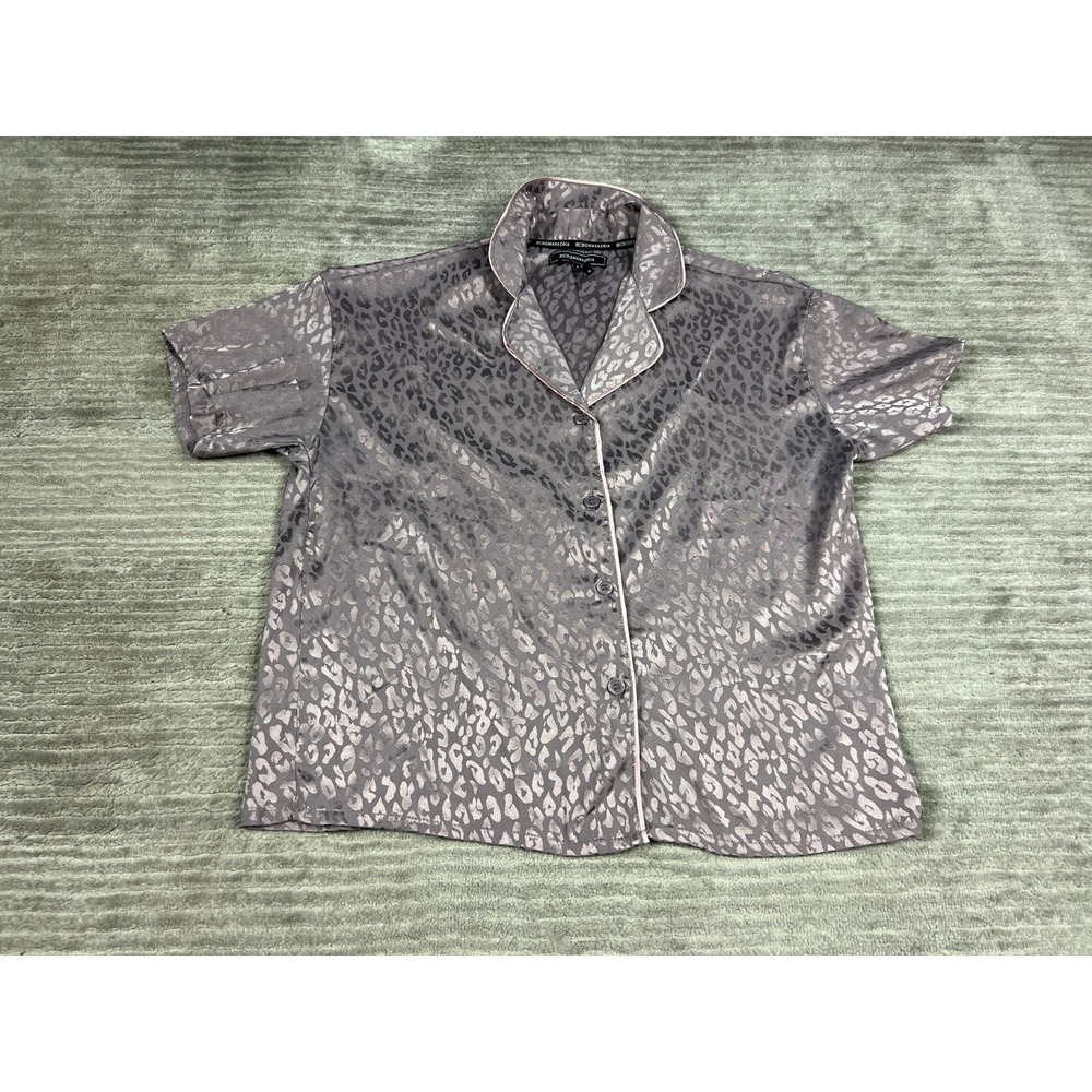 BCBGMAXAZRIA Pajama Set Womens Medium Mauve Leopard Satin Jacquard 2pc Lounge - Picture 2 of 16